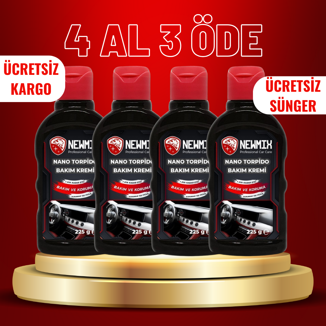 4 Al 3 Öde Newmix Torpido Bakım Kremi NANO 225 Gr+Uygulama Süngeri