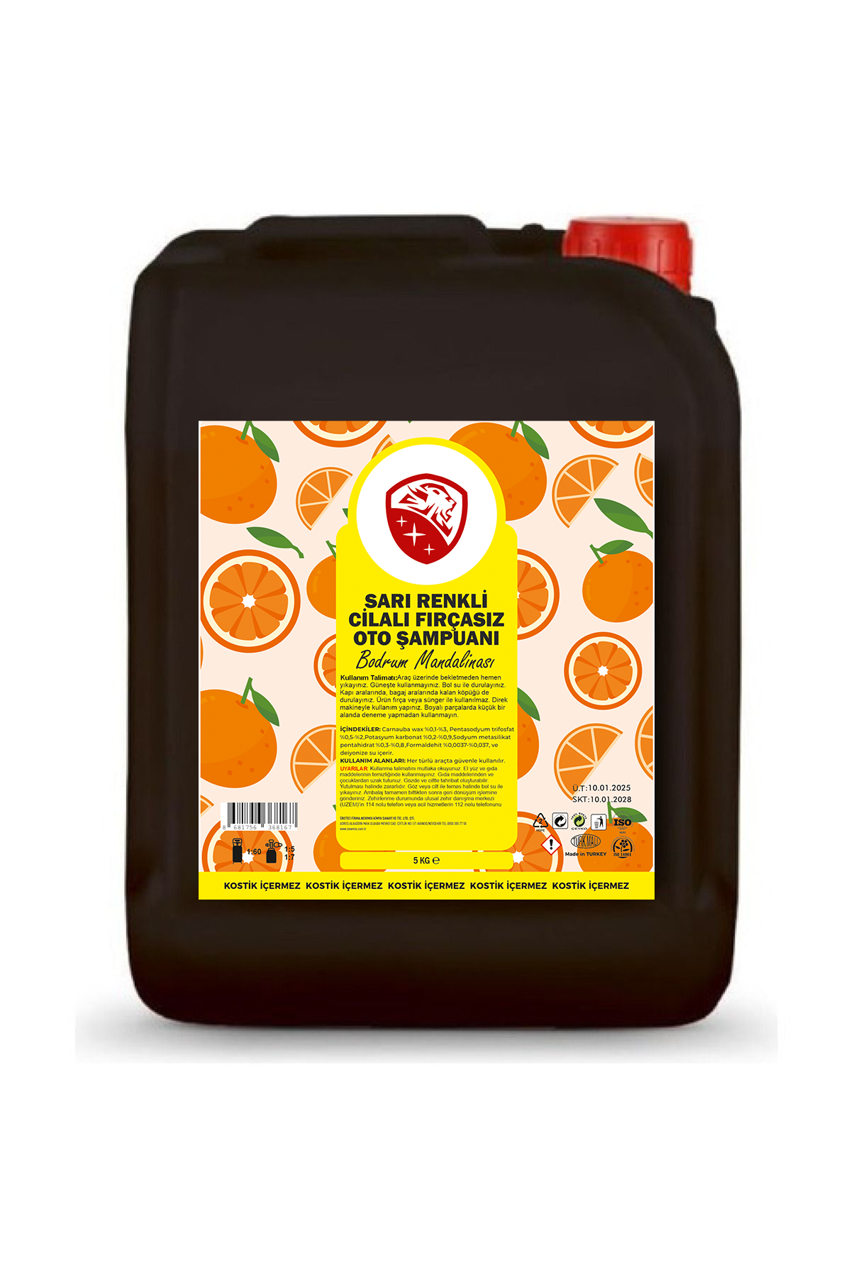 5 Lt Cilalı Fırçasız Sarı Renkli Bodrum Mandalinası Oto Şampuanı